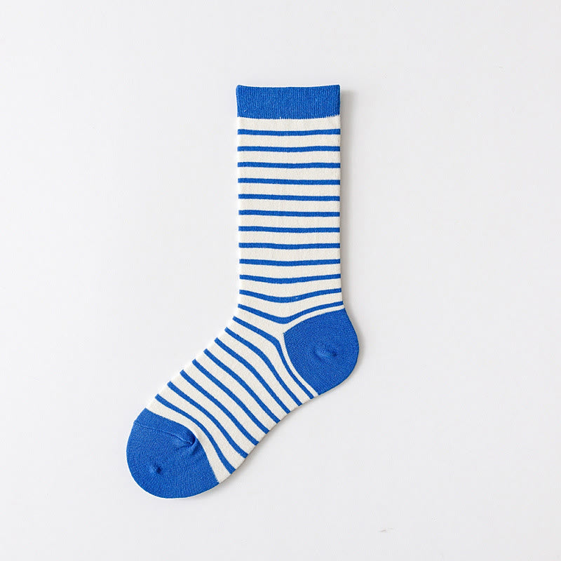 Plusock Viertelsocken mit Retro-Streifen in Übergröße (5 Paar) - Blau - EU36-43(US3-9) - image 9