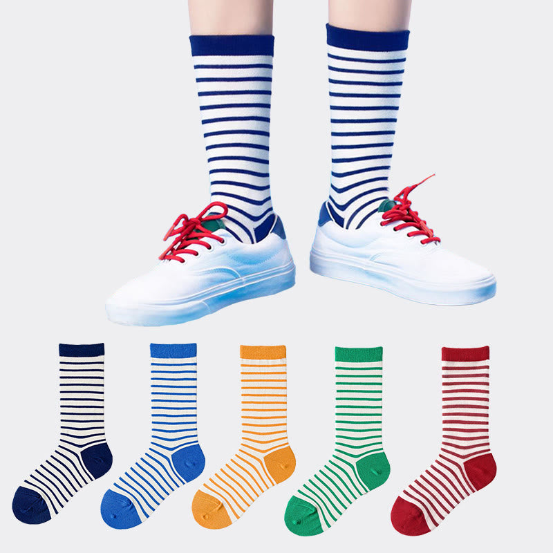 Retro-Streifen-Viertelsocken (5 Paar) - image 0