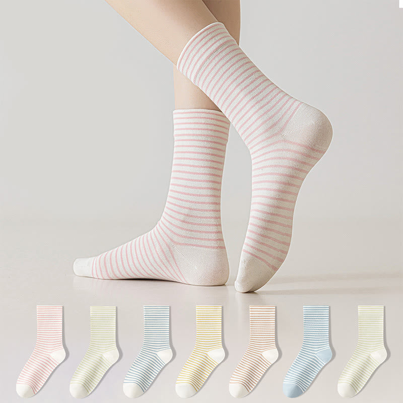 Plusock Nadelstreifen-Viertel-Socken aus Baumwolle (6 Paar) - Mehrfarbig - EU36-40(US3-7) - image 0
