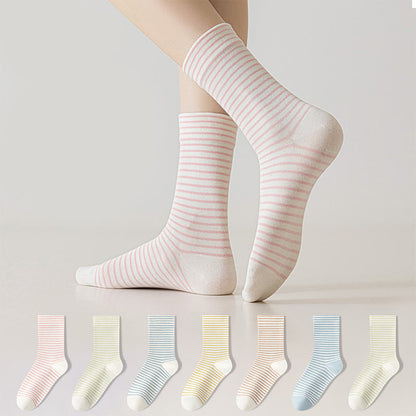 Plusock Nadelstreifen-Viertel-Socken aus Baumwolle (6 Paar) - Mehrfarbig - EU36-40(US3-7) - image 0