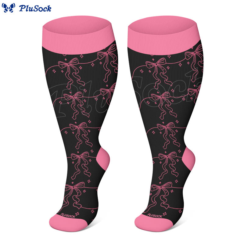 Plusock Kompressionsstrümpfe mit Rosa Schleifen in Übergröße (3 Paar) - image 4