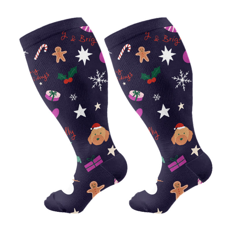 Plusock Kompressionsstrümpfe in Übergröße mit Zuckerstangenmotiv (3 Paar) - Marineblau (1 Paar) - 4XL - image 6