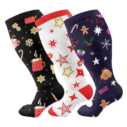 Plusock Kompressionsstrümpfe in Übergröße mit Zuckerstangenmotiv (3 Paar) - Mehrfarbig - 4XL - image 1