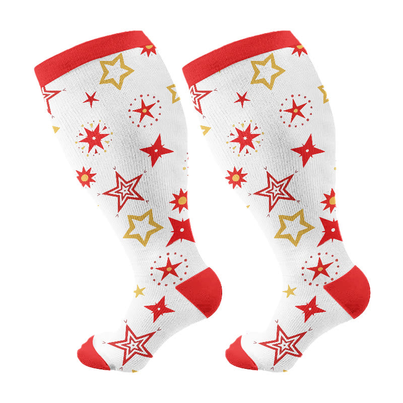 Plusock Kompressionsstrümpfe in Übergröße mit Zuckerstangenmotiv (3 Paar) - Weiß (1 Paar) - 4XL - image 7