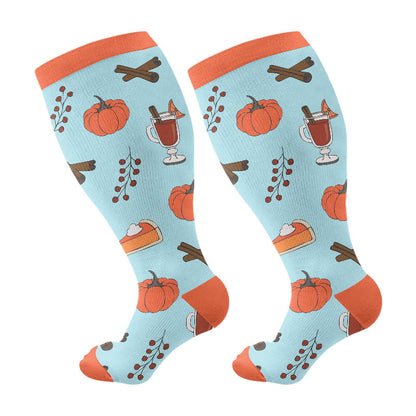 Plusock Kompressionsstrümpfe in Übergröße mit Herbstatmosphäre (3 Paar) - Blau (1 Paar) - 4XL - image 7