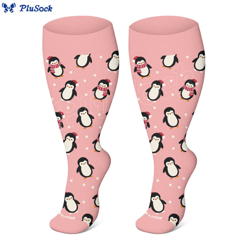 Kompressionsstrümpfe mit Pinguin-, Hirsch- und Kuhmotiven in Übergröße (3 Paar) - image 3