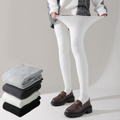 Plusock Plus Size Loose Cotton Thigh High Socks - Weiß - One Size - image 0