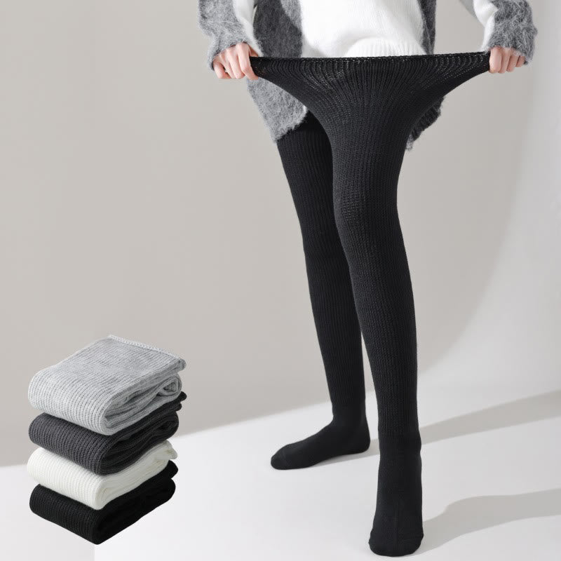 Lockere, oberschenkelhohe Baumwollstrümpfe - Schwarz - One Size - image 1