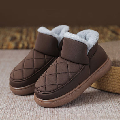 Plus Size Plüsch-Hausschuhe mit Gittermuster - Kaffee - EU45-46(US11-12) - image 14