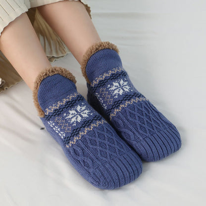 Plus Size Schneeflocken-Haussocken - Blau - EU40-43(US7-9) - image 9
