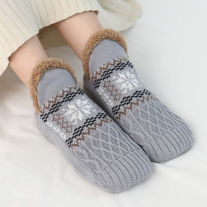 Plusock Plus Size Schneeflocken-Haussocken - Grau - EU40-43(US7-9) - image 13