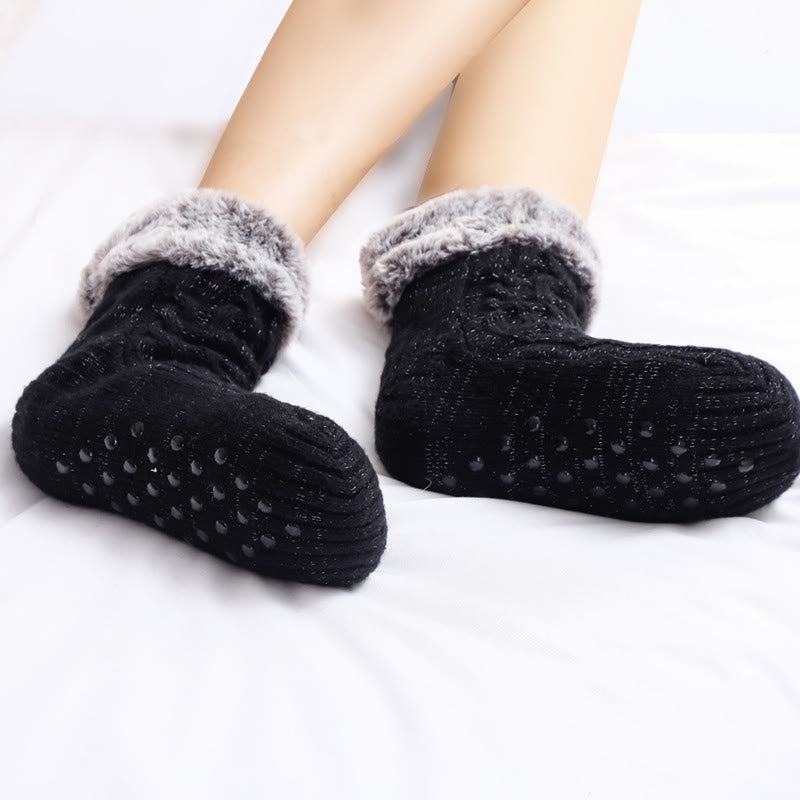 Plusock Plus Size Fleece-Socken mit Bündchen, Haussocken - image 3