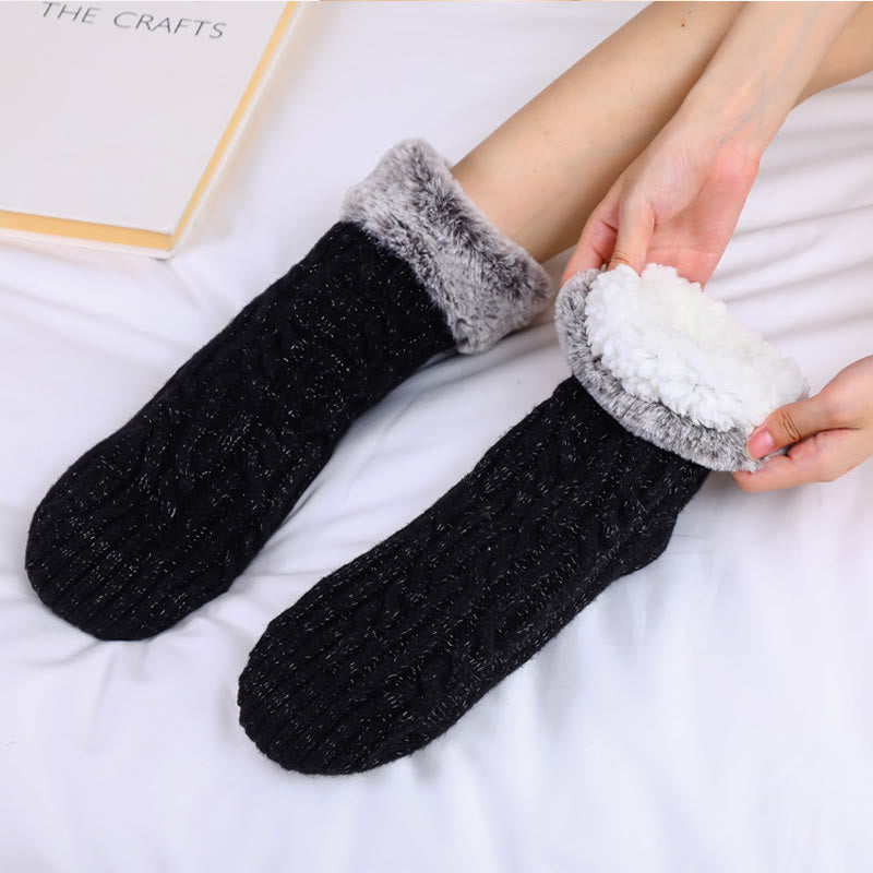 Fleece-Socken mit Bündchen in Übergröße - Schwarz - EU39-42(US6-8.5) - image 1
