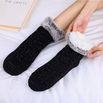 Fleece-Socken mit Bündchen in Übergröße - Schwarz - EU39-42(US6-8.5) - image 1