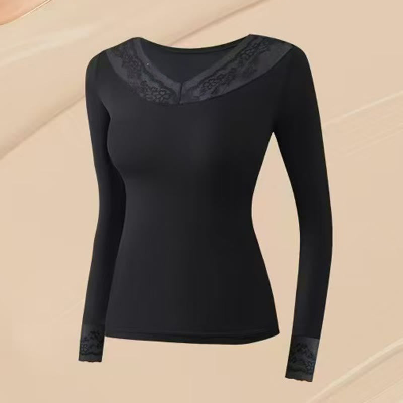 Plusock Base Layer Top mit Kamelienduft - Schwarz - XL - Spitze - image 6