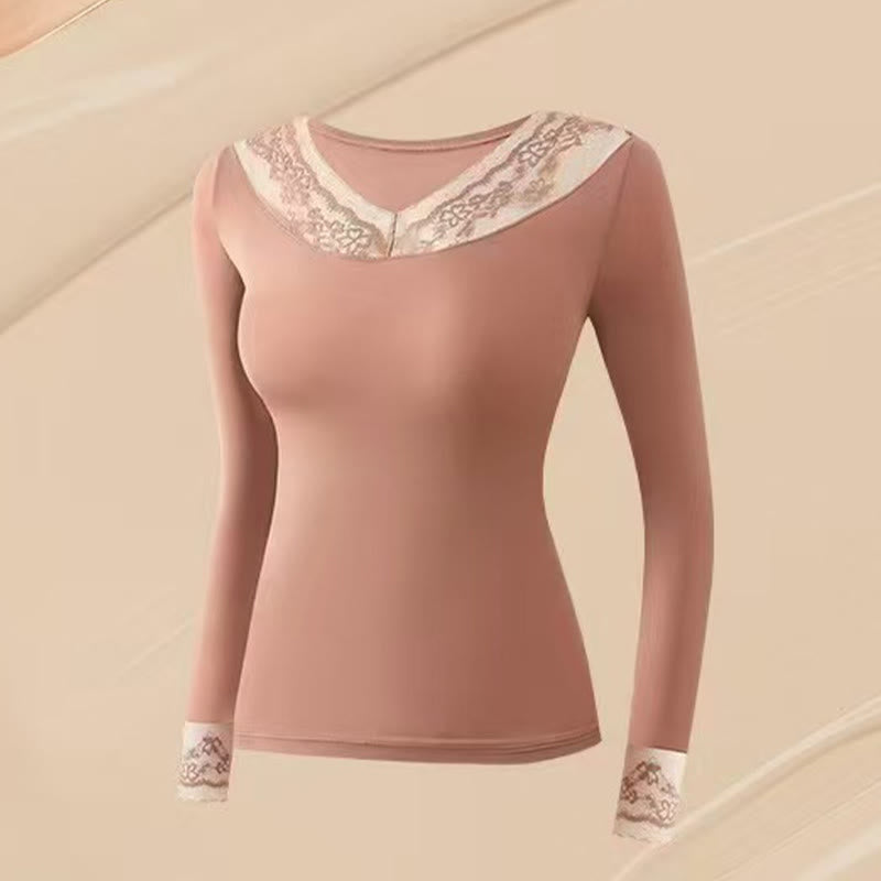 Plusock Base Layer Top mit Kamelienduft - Rosa - XL - Spitze - image 8