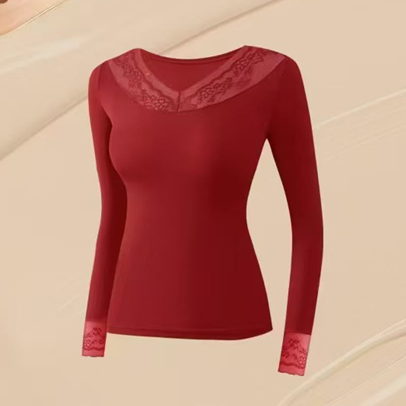 Plusock Base Layer Top mit Kamelienduft - Rot - XL - Spitze - image 9