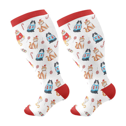 Entzückende Weihnachts-Kompressionsstrümpfe in Übergröße (3 Paar) - Weiß (1 Paar) - 4XL - image 7