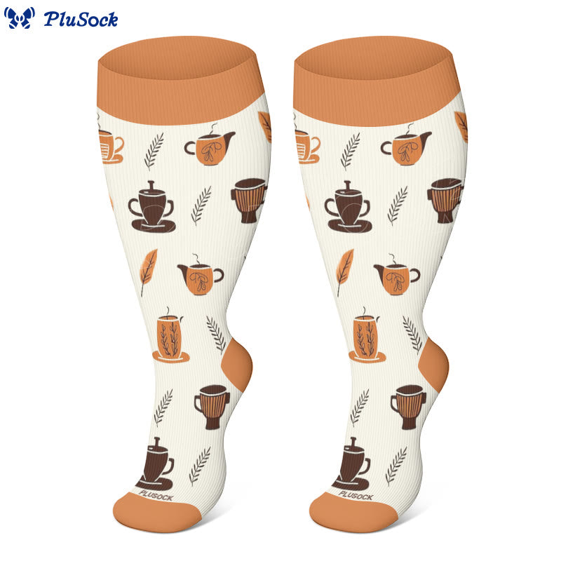Plus Size Coffee Series Kompressionsstrümpfe - image 4