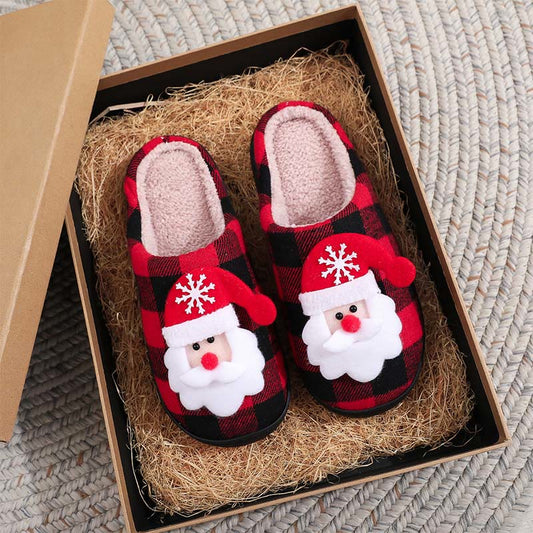 Karierte Weihnachtsmann-Hausschuhe in Übergröße - Rot - EU44-45 (US10-11) - image 0
