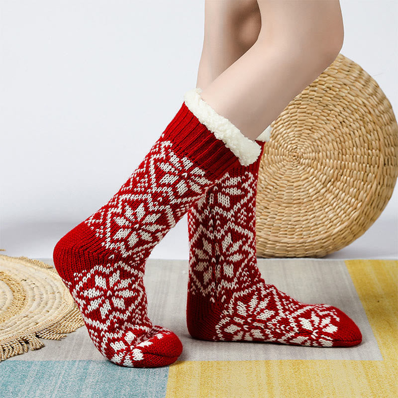 Weihnachts-Haussocken mit Schneeflockenmotiv - image 1