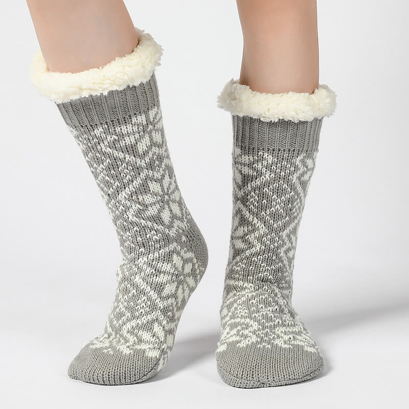 Weihnachts-Haussocken mit Schneeflockenmotiv - Grau - EU37-40 (US4-7) - image 4