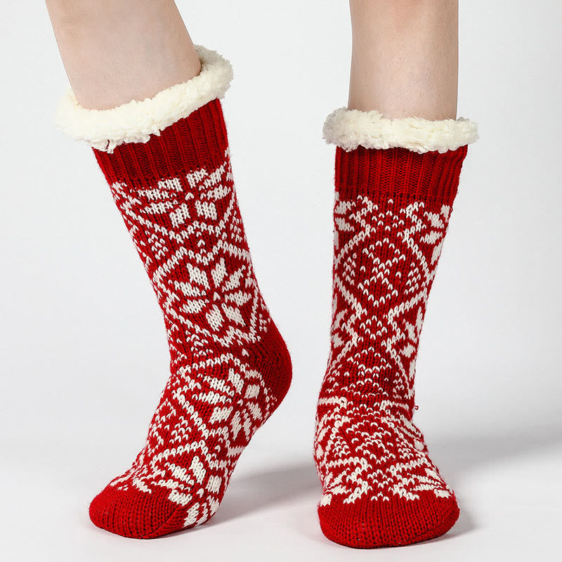 Weihnachts-Haussocken mit Schneeflockenmotiv - image 0