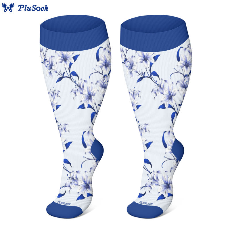 Plusock Plus Size Harmonious Flowers Kompressionsstrümpfe - image 4