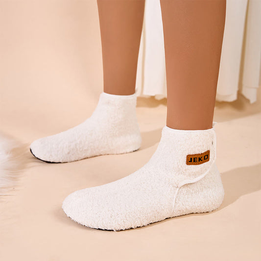 Plus-Size-Hausschuhe in Unifarben mit Klettverschluss - image 0