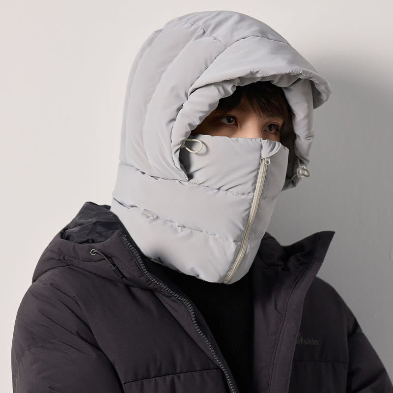 Winterlicher Fleece-gefütterter Kapuzenschal - Hellgrau - One Size - image 1