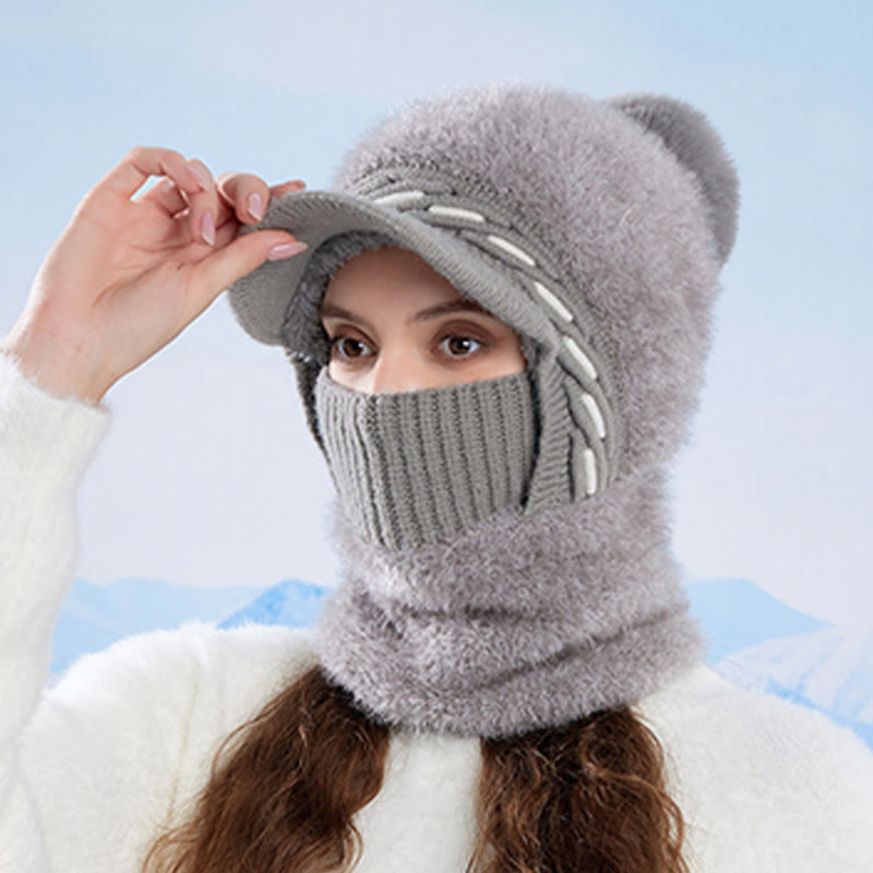 Warme Fleece-Trappermütze mit Kapuze und Schal - image 7