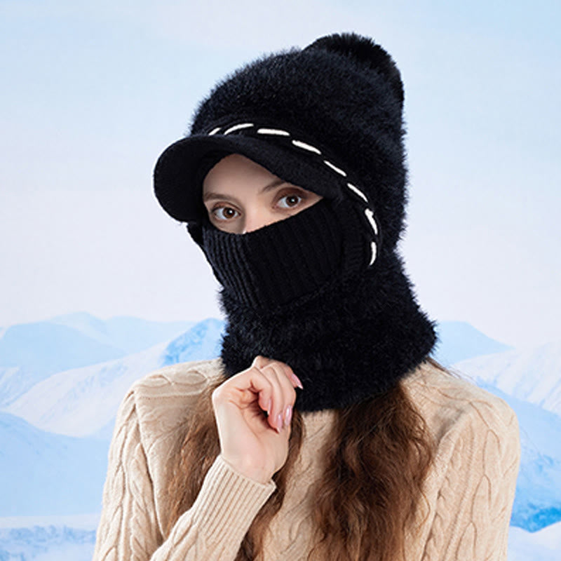 Warme Fleece-Trappermütze mit Kapuze und Schal - image 3