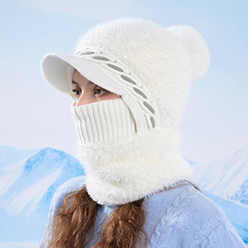 Warme Fleece-Trappermütze mit Kapuze und Schal - image 10