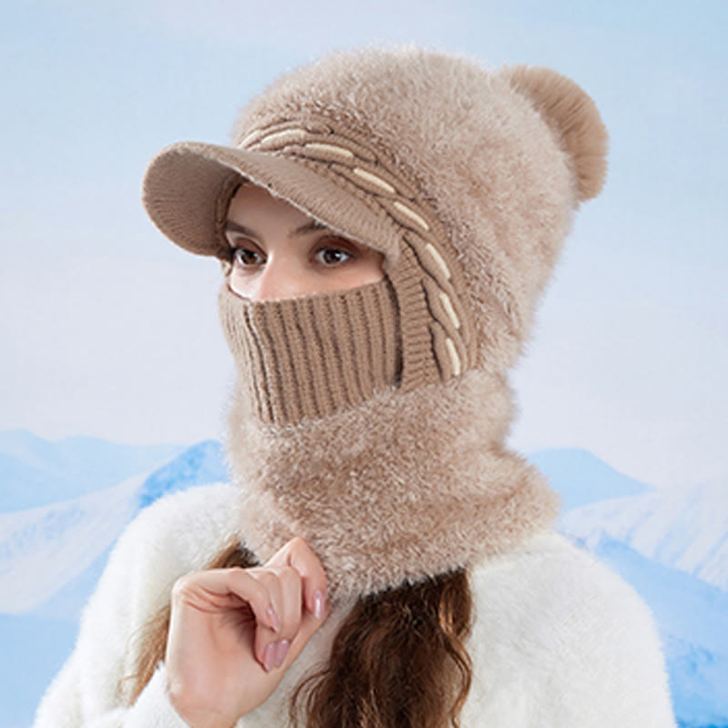 Warme Fleece-Trappermütze mit Kapuze und Schal - image 9