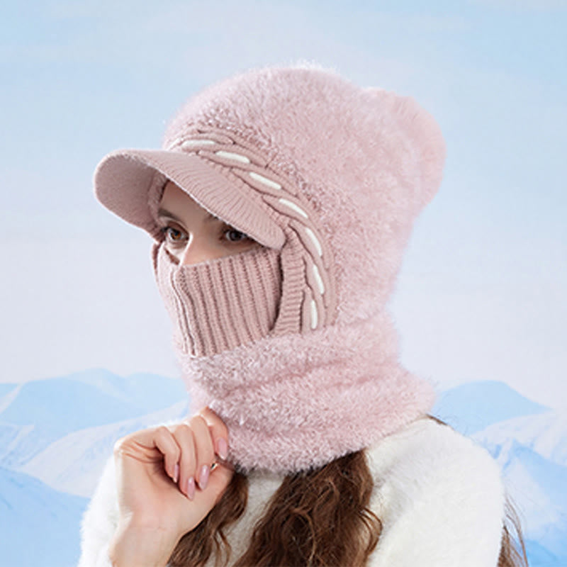 Warme Fleece-Trappermütze mit Kapuze und Schal - image 4