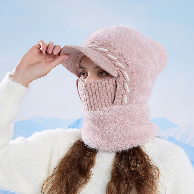 Warme Fleece-Trappermütze mit Kapuze und Schal - image 0