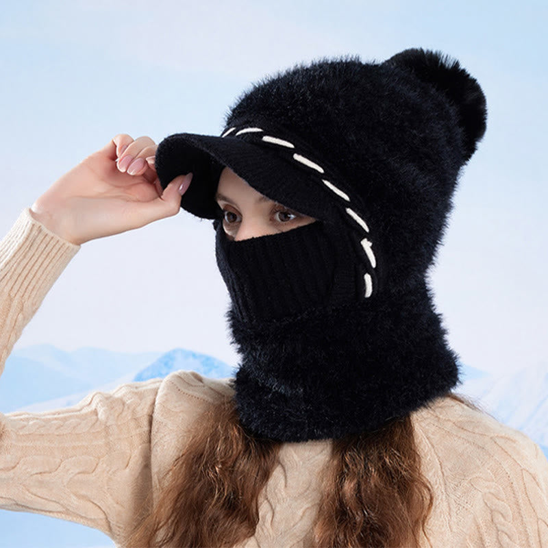 Warme Fleece-Trappermütze mit Kapuze und Schal - image 2
