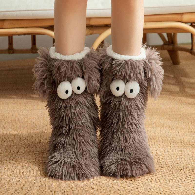 Plus Size Flauschige Monster-Haussocken - Grau - EU36-42 (US3-8,5) - image 7