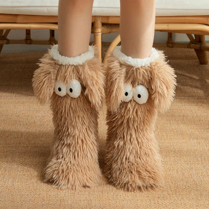 Plus Size Flauschige Monster-Haussocken - Kaffee - EU36-42 (US3-8,5) - image 5