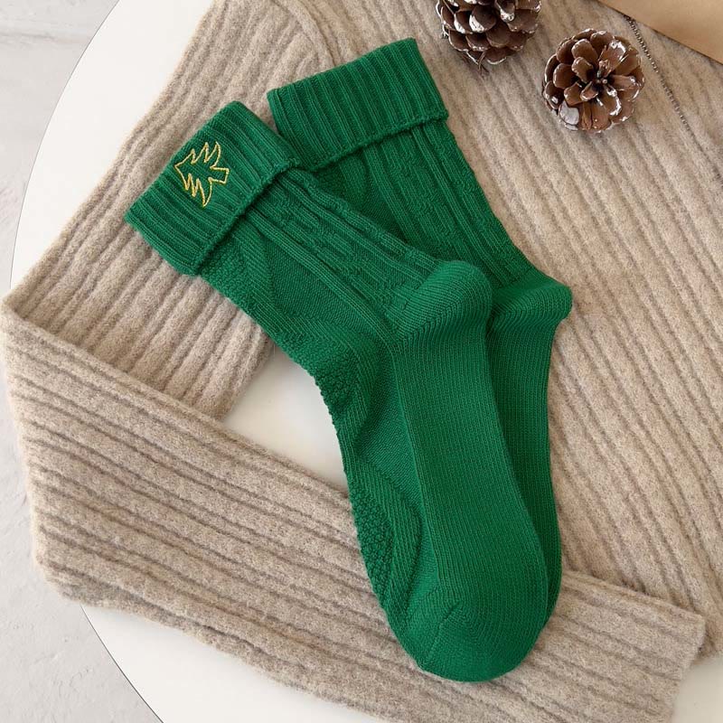 Bestickte Viertelsocken mit Cartoon-Motiven (3 Paar) - Baum - EU36-40(US3-7) - image 1