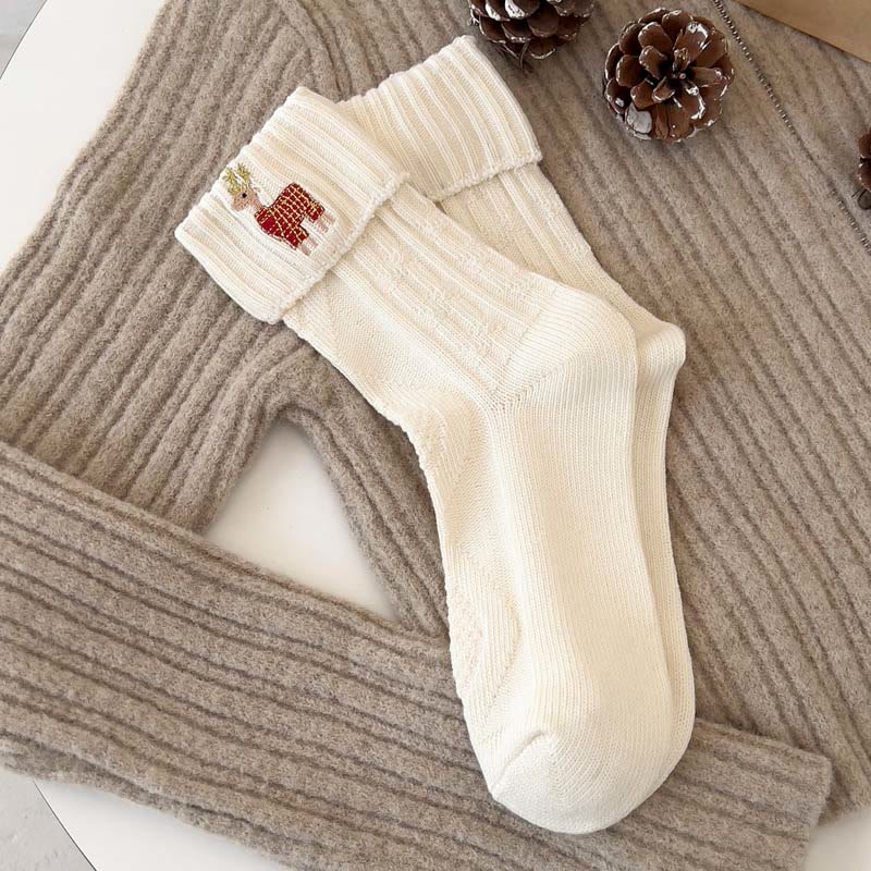 Bestickte Viertelsocken mit Cartoon-Motiven (3 Paar) - Reh - EU36-40(US3-7) - image 3