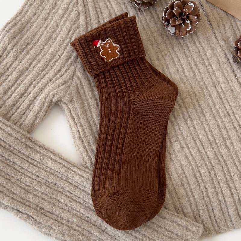 Bestickte Viertelsocken mit Cartoon-Motiven (3 Paar) - Kaffee - EU36-40(US3-7) - image 5