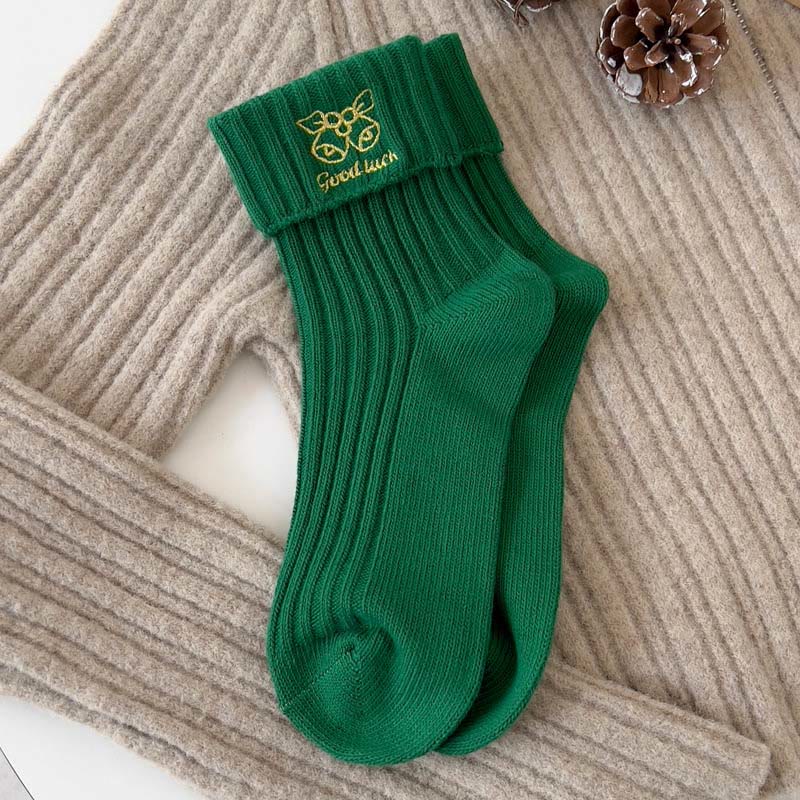 Bestickte Viertelsocken mit Cartoon-Motiven (3 Paar) - Grün - EU36-40(US3-7) - image 4
