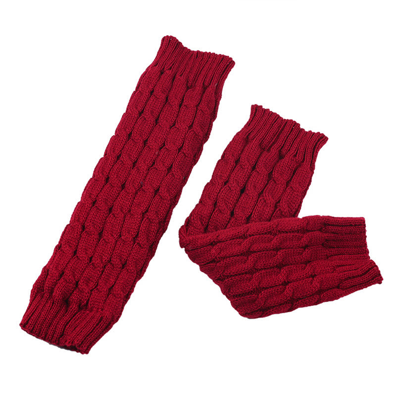 Gestrickte Woll-Zopfmuster-Beinwärmer, dick gefüttert - image 13