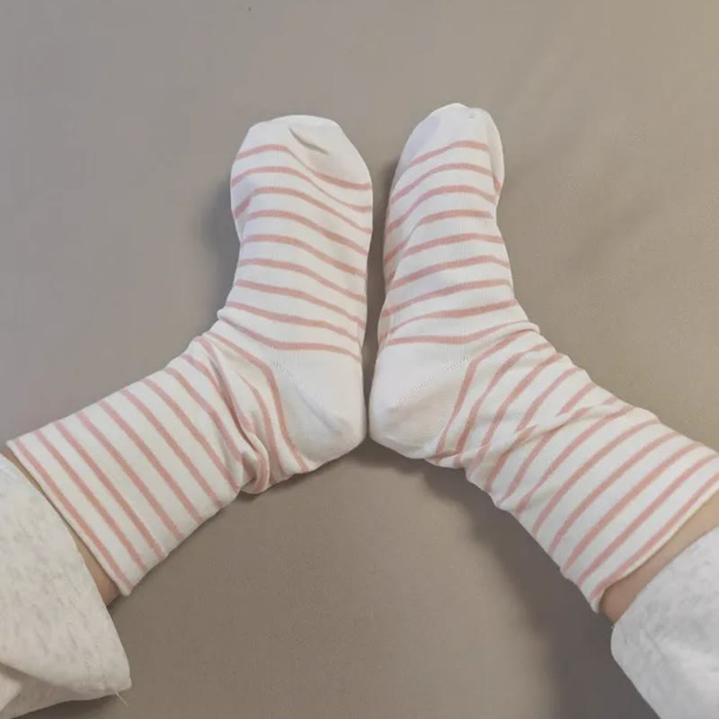 Atmungsaktive Schlafsocken aus reiner Baumwolle mit Streifenmuster (3 Paar) - image 5