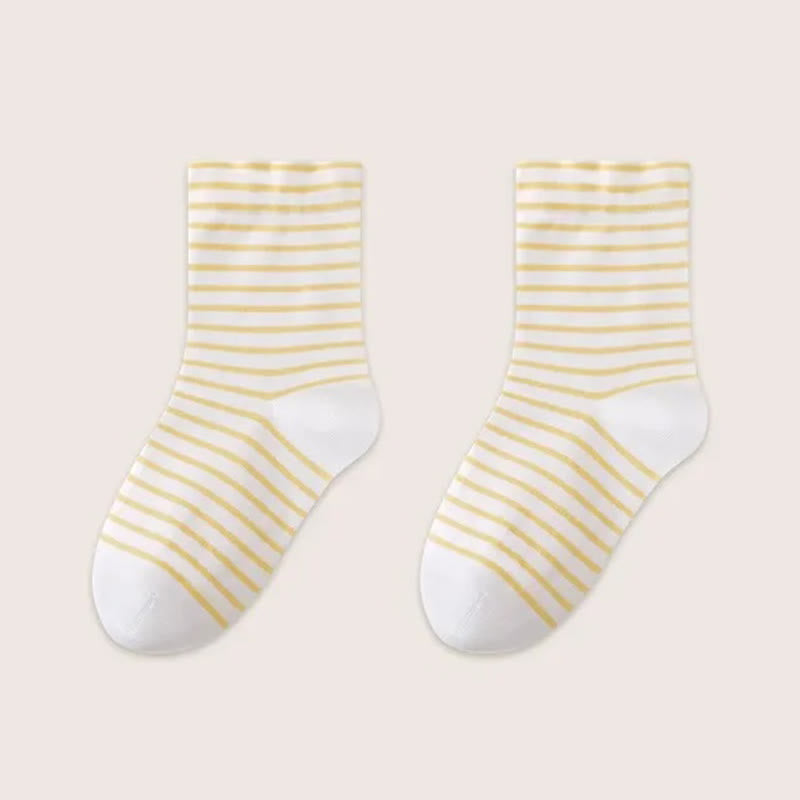 Atmungsaktive Schlafsocken aus reiner Baumwolle mit Streifenmuster (3 Paar) - Gelb - EU36-39 (US3-6) - image 13