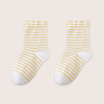 Atmungsaktive Schlafsocken aus reiner Baumwolle mit Streifenmuster (3 Paar) - Gelb - EU36-39 (US3-6) - image 13