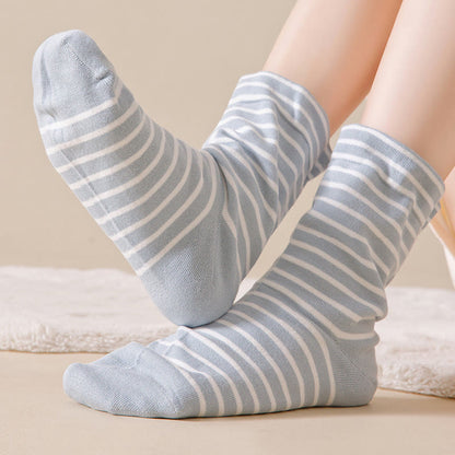 Atmungsaktive Schlafsocken aus reiner Baumwolle mit Streifenmuster (3 Paar) - image 8
