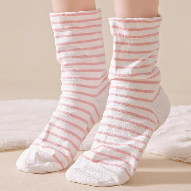 Atmungsaktive Schlafsocken aus reiner Baumwolle mit Streifenmuster (3 Paar) - image 3