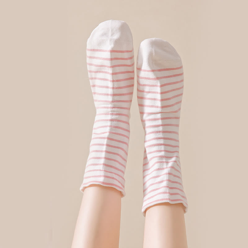 Atmungsaktive Schlafsocken aus reiner Baumwolle mit Streifenmuster (3 Paar) - image 4